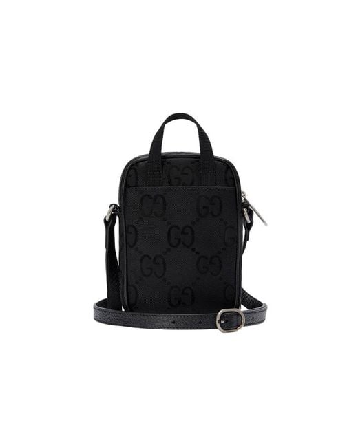 Gucci Black Off The Grid Otg Environmental Friendly Series Logo Leather Logo Nylon Handbag Mini for men