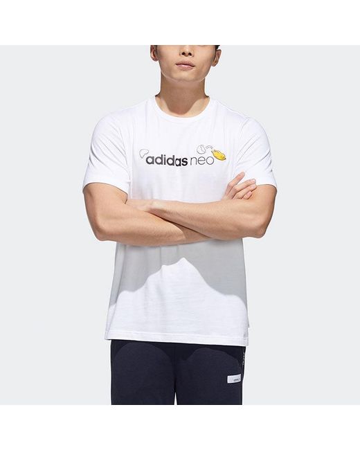 Adidas White Neo X Crossover Logo Printing Round Neck Short Sleeve for men