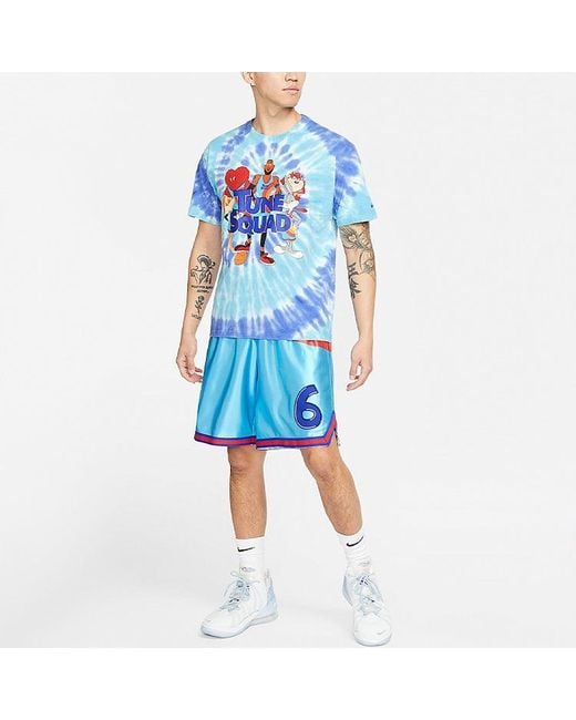 Nike Blue X Space Jam Tie Dye Sports Tee 'Light' for men
