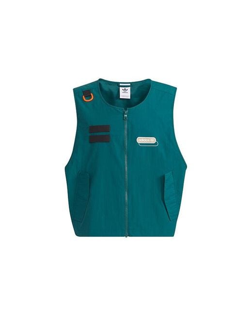Adidas Blue Originals Mr Parka Detachable Contrasting Colors Vest Mid-Length Hooded Logo Jacket for men