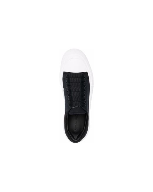 McQueen Black Deck Skate Plimsoll Lace Up Sole' for men