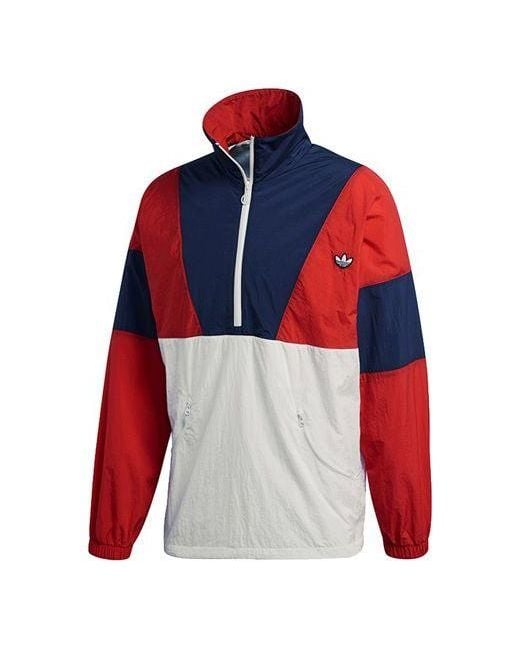 Adidas Red Originals Casual Half Zipper Pullover for men