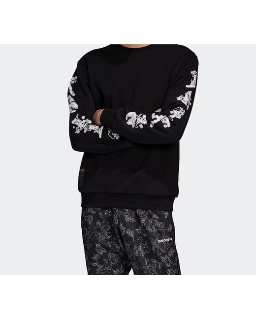 Adidas Black X Disney Goofy Crew Crossover Pullover for men