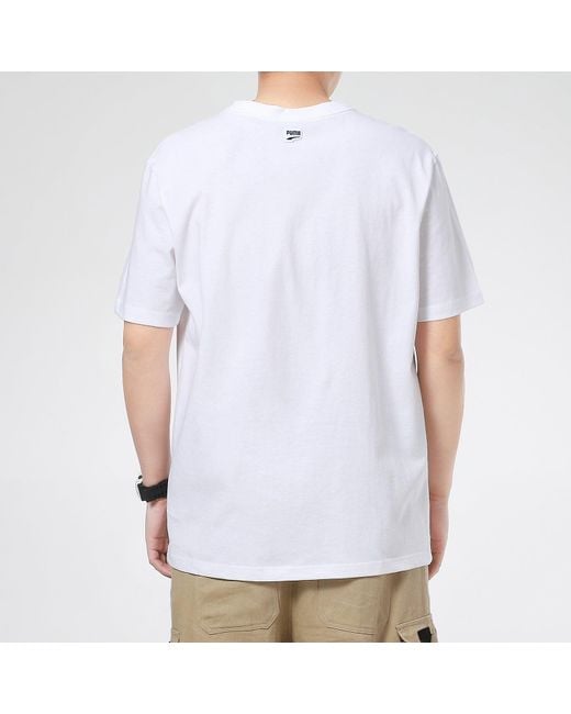 PUMA White Downtown Graphic T-Shirt for men