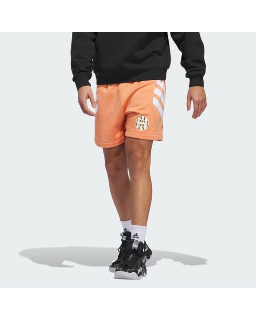 Adidas Orange Harden Graphic Shorts Asia Sizing for men