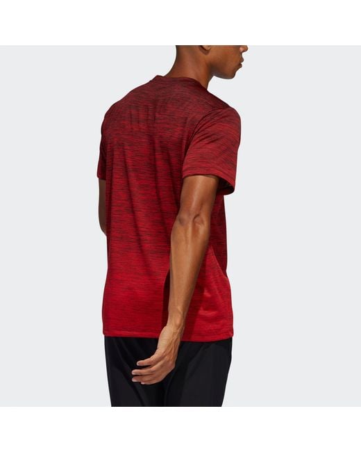 Adidas Red Gradient Tee Casual Sports Breathable Round Neck Short Sleeve for men
