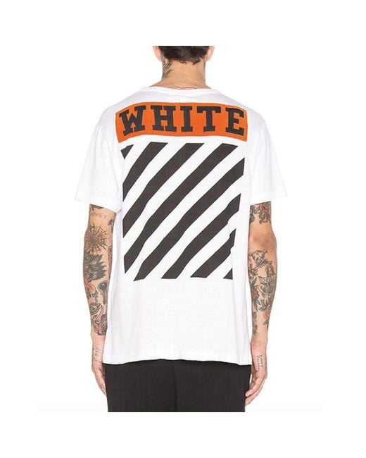 Off-White c/o Virgil Abloh Blue Stripe Logo Printing Short Sleeve Ordinary Version for men