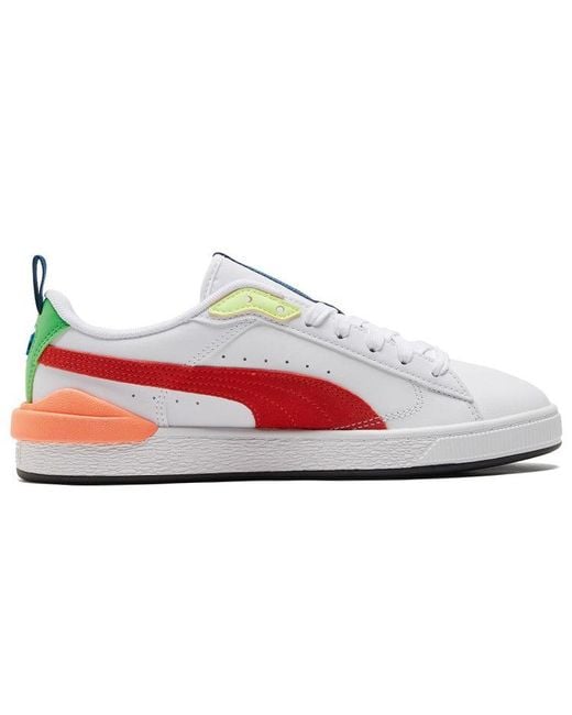 PUMA White Suede Bloc Cherry Tomato' for men