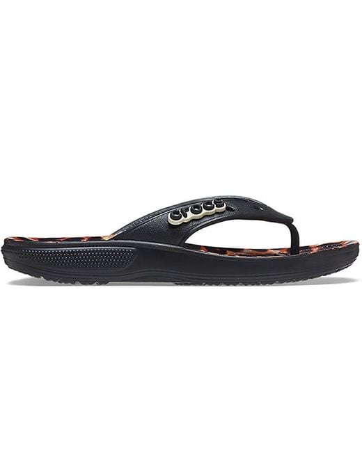 CROCSTM Blue Classic Animal Flip-Flops Leopard Print Leopard'
