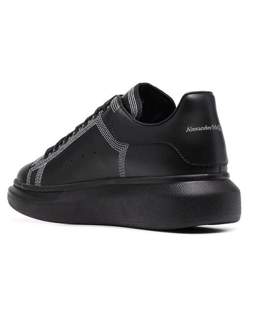 McQueen Black Oversized Sneaker 'Embroidered' for men