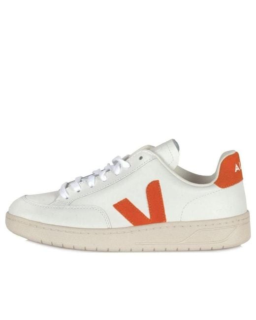 Veja White V-12 Leather Pumpkin'