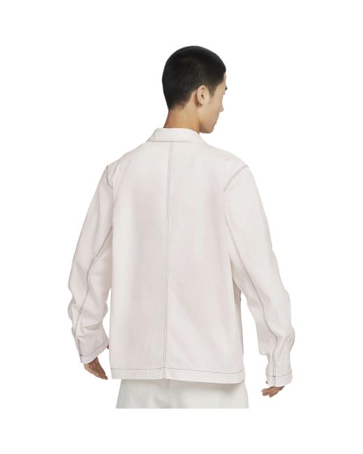 Nike White Sportswear Lapel Work Jacket for men