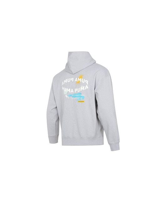 PUMA Gray Oversize Trend Graphic Logo Hoodie for men