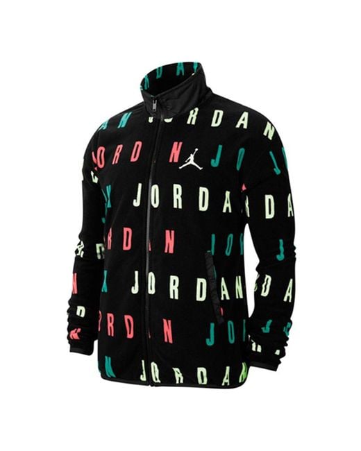 Nike Black Jumpman Logo Printing Windproof Stand Collar Jacket for men