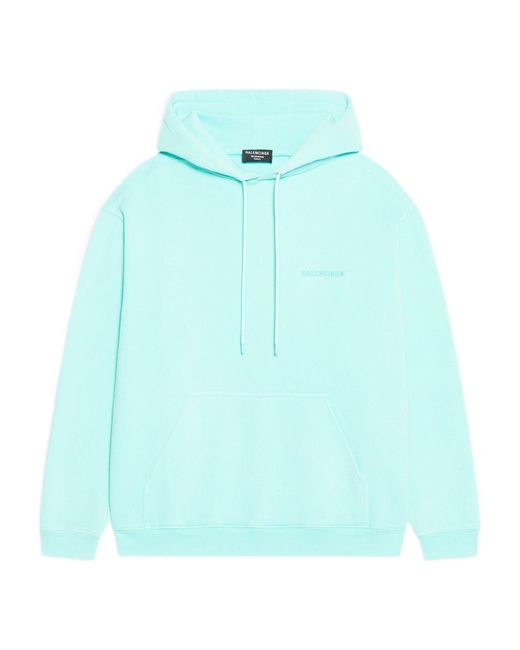 Balenciaga Blue Logo Hoodie Medium Fit 'Terquesa' for men
