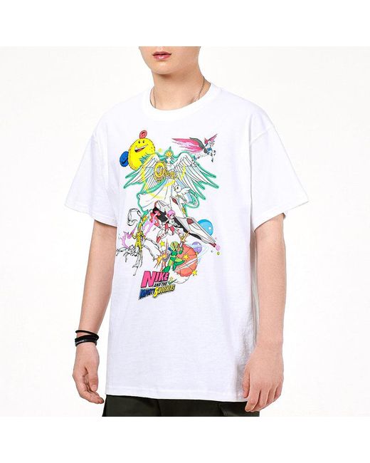 Nike White Sports Running Casual Printing Round Neck Short Sleeve T-Shirt for men