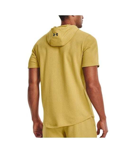 Under Armour Yellow Project Rock Terry Short Sleeve Hoodie for men