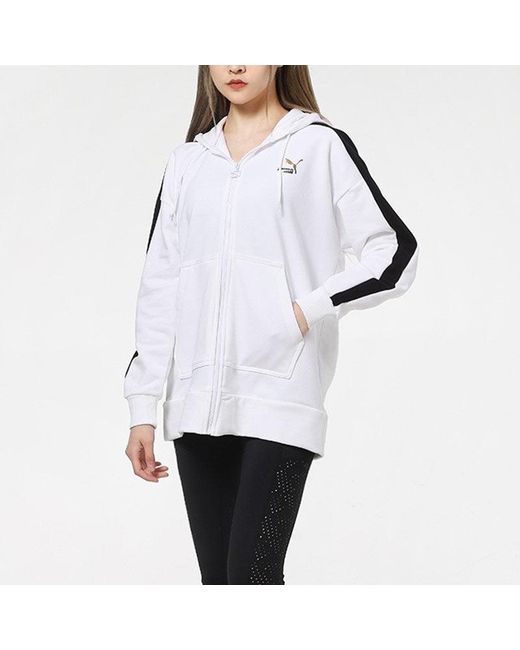 PUMA White (Wmns) Full-Zip Sleeve Striped Jacket