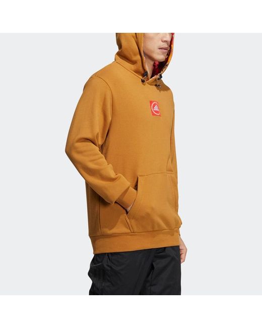 Adidas Brown Cny Gfx Hood Limited Embroidered Pattern Sports Pullover for men