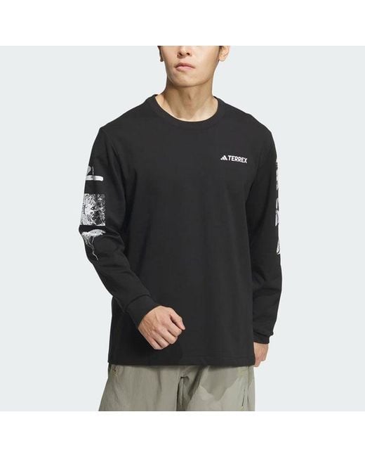 Adidas Black National Geographic Aeroready Graphic Long Sleeve Tee Asia Sizing for men