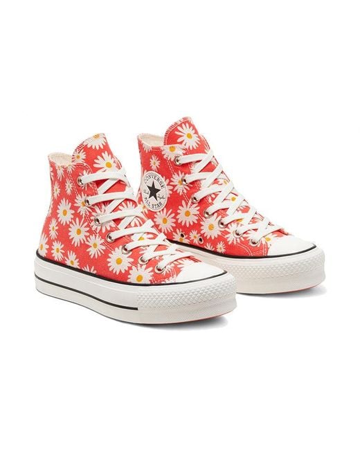 Converse Red (Wmns) Chuck Taylor All Star Platform High 'Camp Daisies'