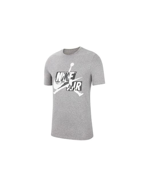 Nike Gray Printing Casual Sports Round Neck Short Sleeve for men