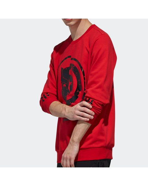 Adidas Red Neo X Marvel Crossover Logo Printing Casual Sports Pullover Round Neck for men