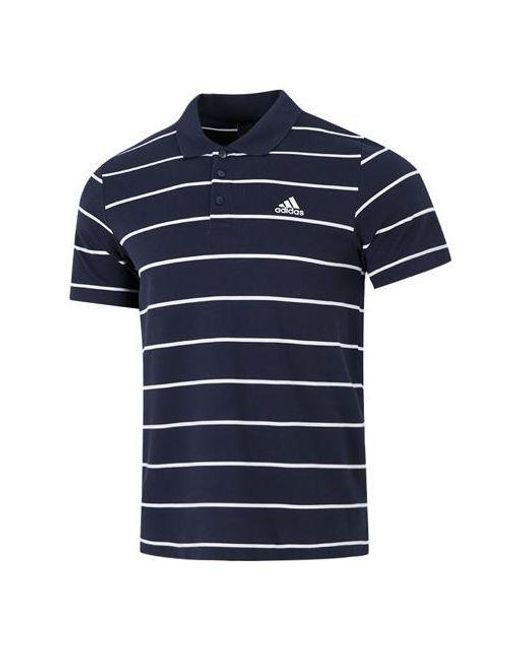 Adidas Blue Fi Stripe Small Label Athleisure Casual Sports Short Sleeve Polo Shirt for men