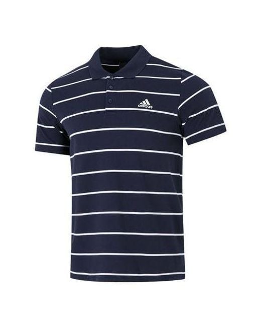 Adidas Blue Fi Stripe Small Label Athleisure Casual Sports Short Sleeve Polo Shirt for men