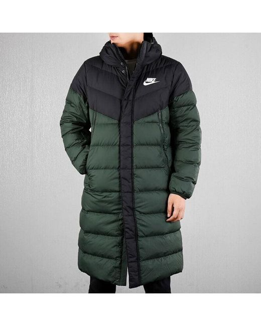 Nike Green Sportswear Windrunner Down Fill Long Hooded Down Jacket for men