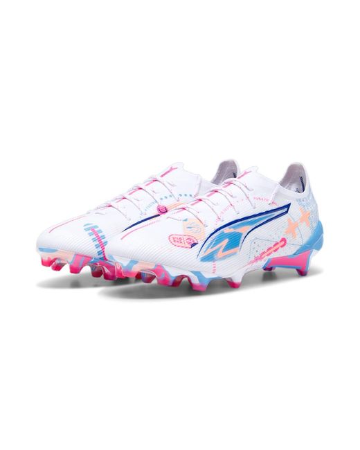 PUMA S Cloud Ultra Ultimate Firm Ground Football Boots White/blue/pink 7.5 for men