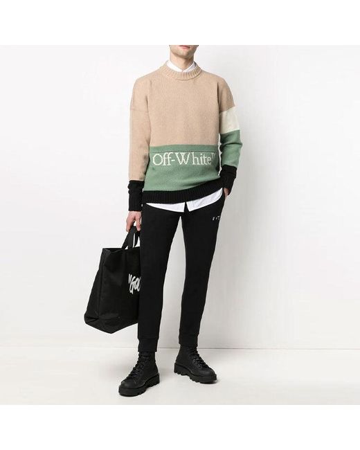 Off-White c/o Virgil Abloh Green Ss21 Logo Round Neck Long Sleeves for men