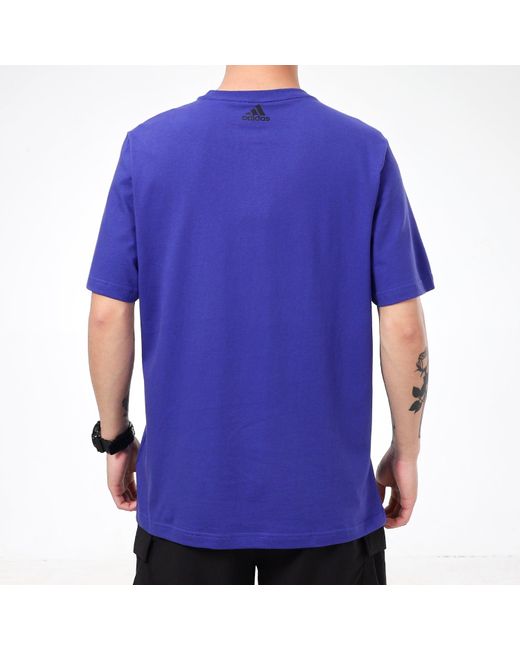 Adidas Blue Camouflage Logo Casual Sports Short Sleeve for men