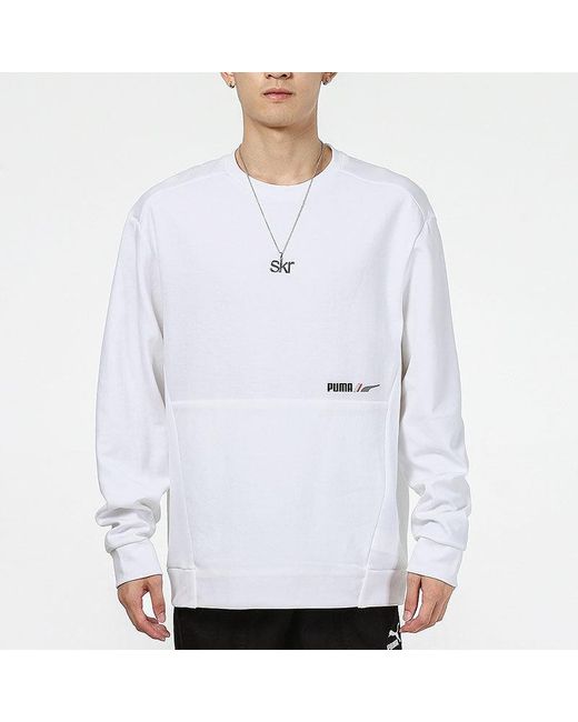 PUMA White Training Sports Breathable Round Neck Pullover for men
