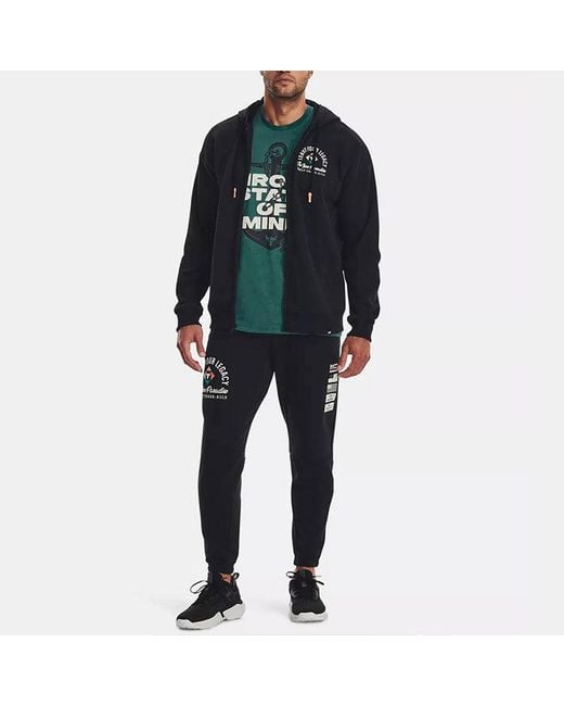Under Armour Blue Project Rock Heavyweight Terry Full-Zip Hoodie for men