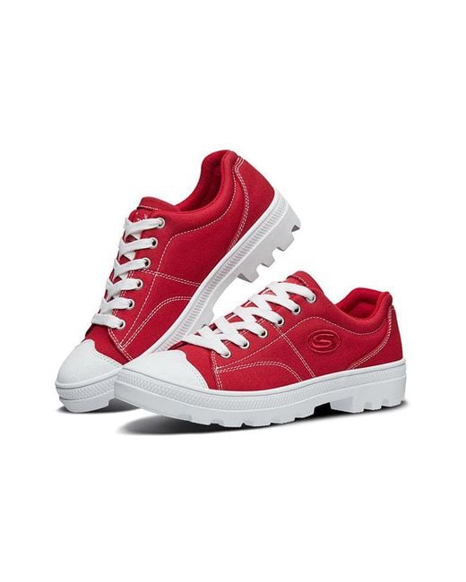 Skechers Red (Wmns) Roadies Low-Top Canvas Shoes