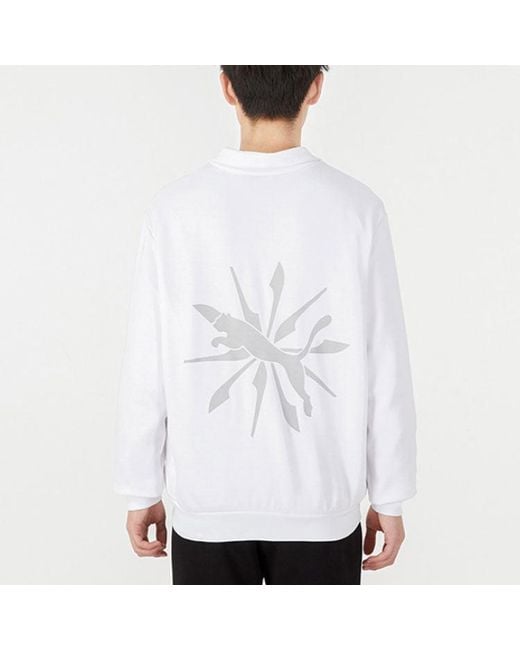 PUMA White Casual Pattern Loose Long Sleeves Jacket Couple Style for men