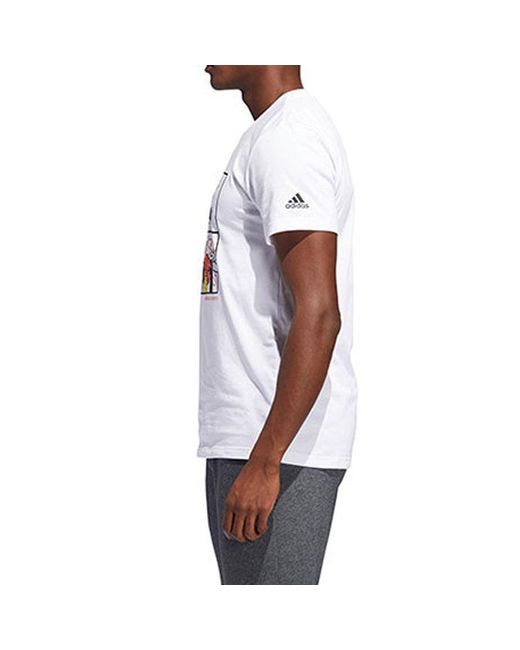 Adidas White Basketball Cartoon Printing Short Sleeve for men