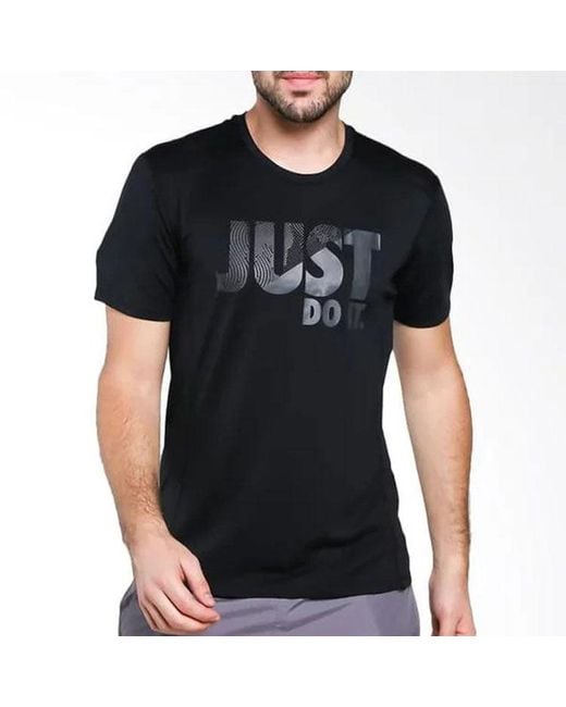Nike Black Alphabet Printing Sports Round Neck Pullover Short Sleeve T-Shirt for men