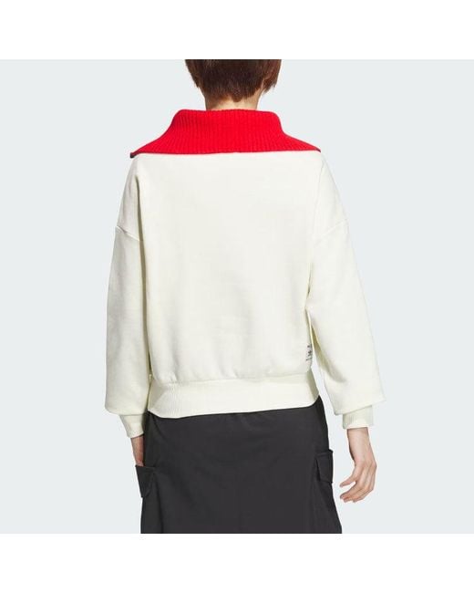 Adidas White (Wmns) Originals X Feifei Ruan Crewneck Zip Up Sweatshirt Asia Sizing