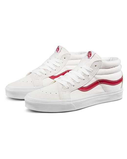 Vans Sk8-mid Stylish Lightweight Mid-top Casual Skate Shoes White Red | Lyst