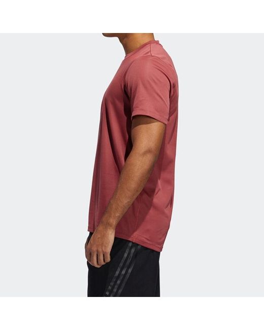 Adidas Red Football Training Sports Round-Neck Short-Sleeve Tee for men