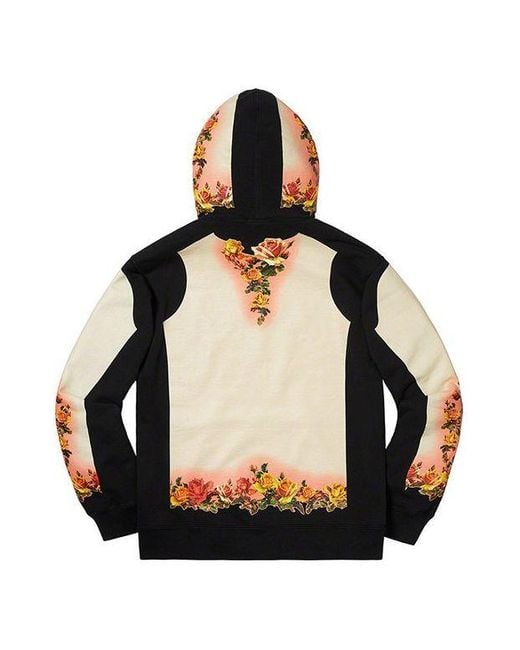 Supreme Black X Jean Paul Gaultier Floral Print Hooded Sweatshirt for men