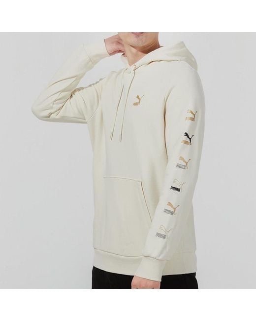 PUMA White Sports Running Casual Loose Hooded Pullover Long Sleeves for men