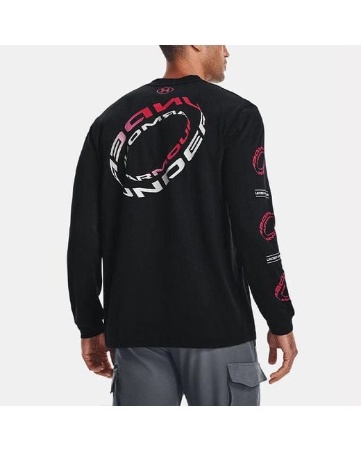 Under Armour Blue Branded Spiral Heavyweight Long Sleeve T-Shirt for men