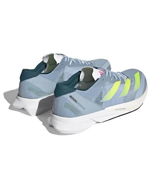 Adidas Blue Adizero Adios 8 Shoes 'Wonder Lucid Lemon' for men
