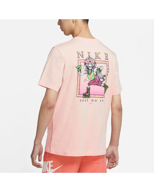 Nike Pink Sportswear Back Printing Sports Short Sleeve for men