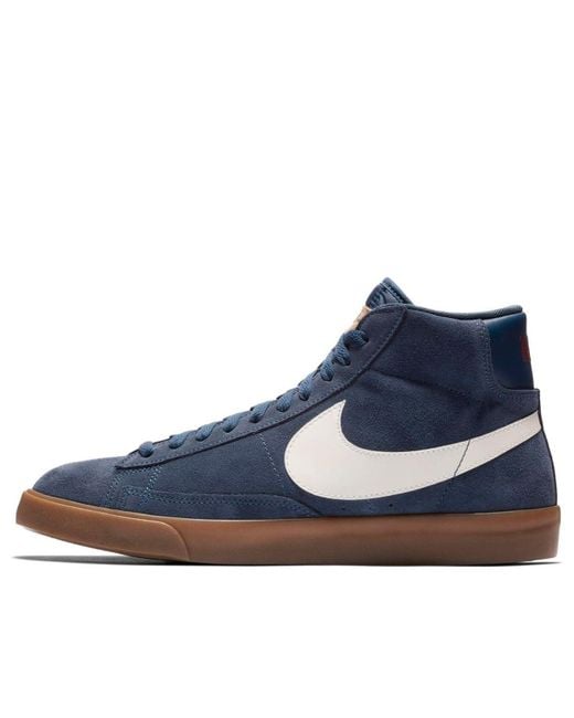 Nike Blue Blazer Mid Mid Tops Retro Skateboarding Shoes for men
