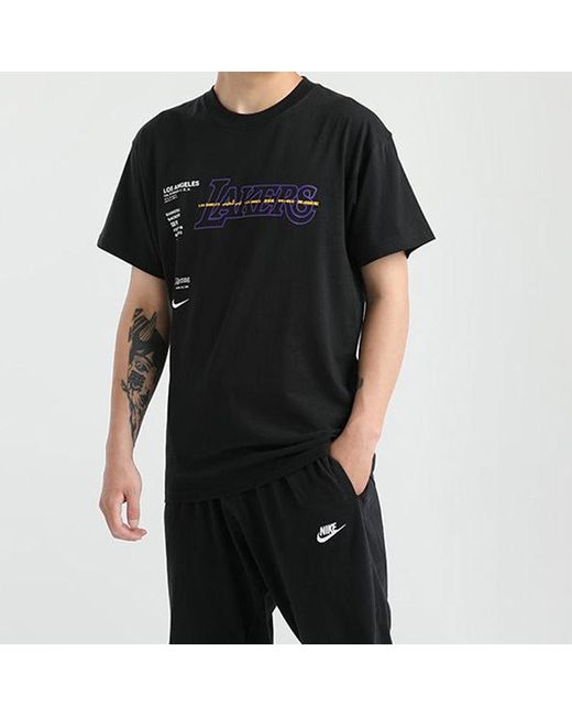 Nike Black Nba Courtside Los Angeles Lakers Short Sleeve Training for men