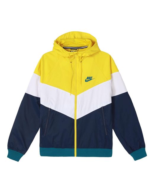 Nike Yellow Sportswear Windrunner Colorblock Casual Hooded Track Jacket for men